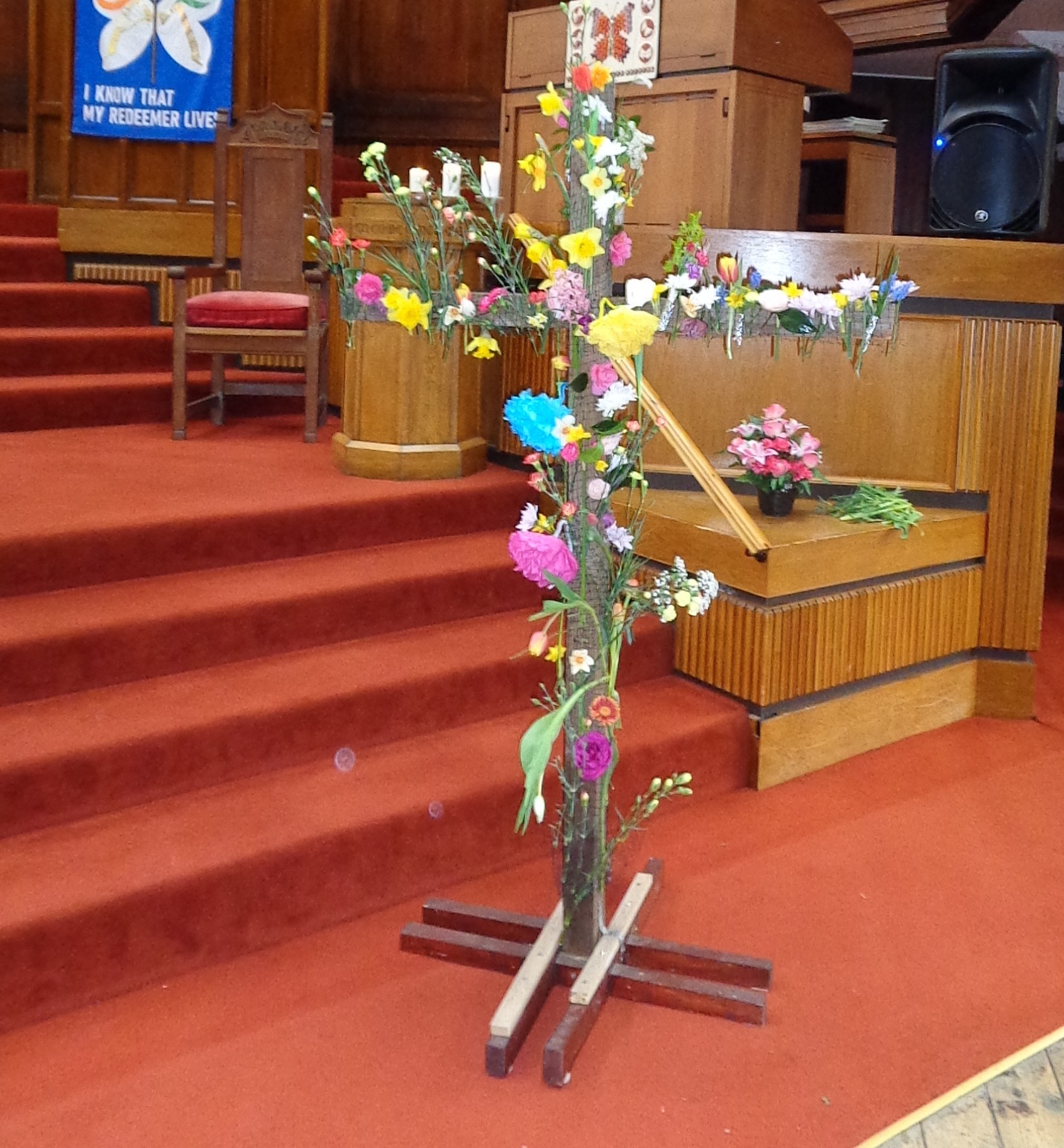 Easter Floral Cross in the church